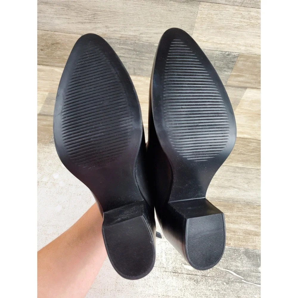 Nisolo Dari Commuter Boot Womens Sz 9 Black Leather Back Zip Block Heel Ankle